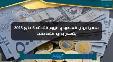سعر الريال السعودي اليوم الثلاثاء 6 مايو 2025 يتصدر بداية التعاملات